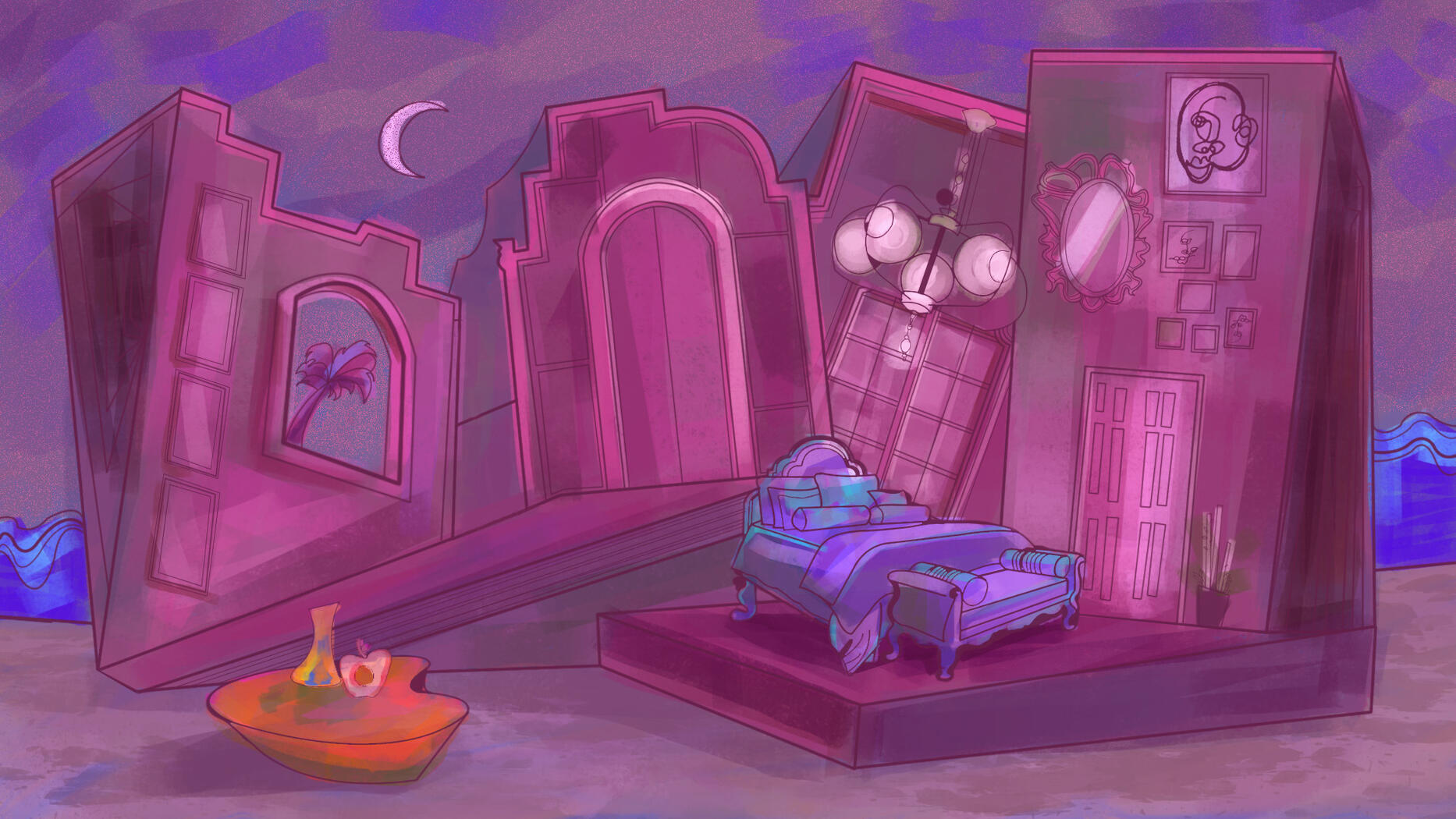 teka lang wait! katok ka muna | "20 Questions" (2022) – illustration team, rendered background colors